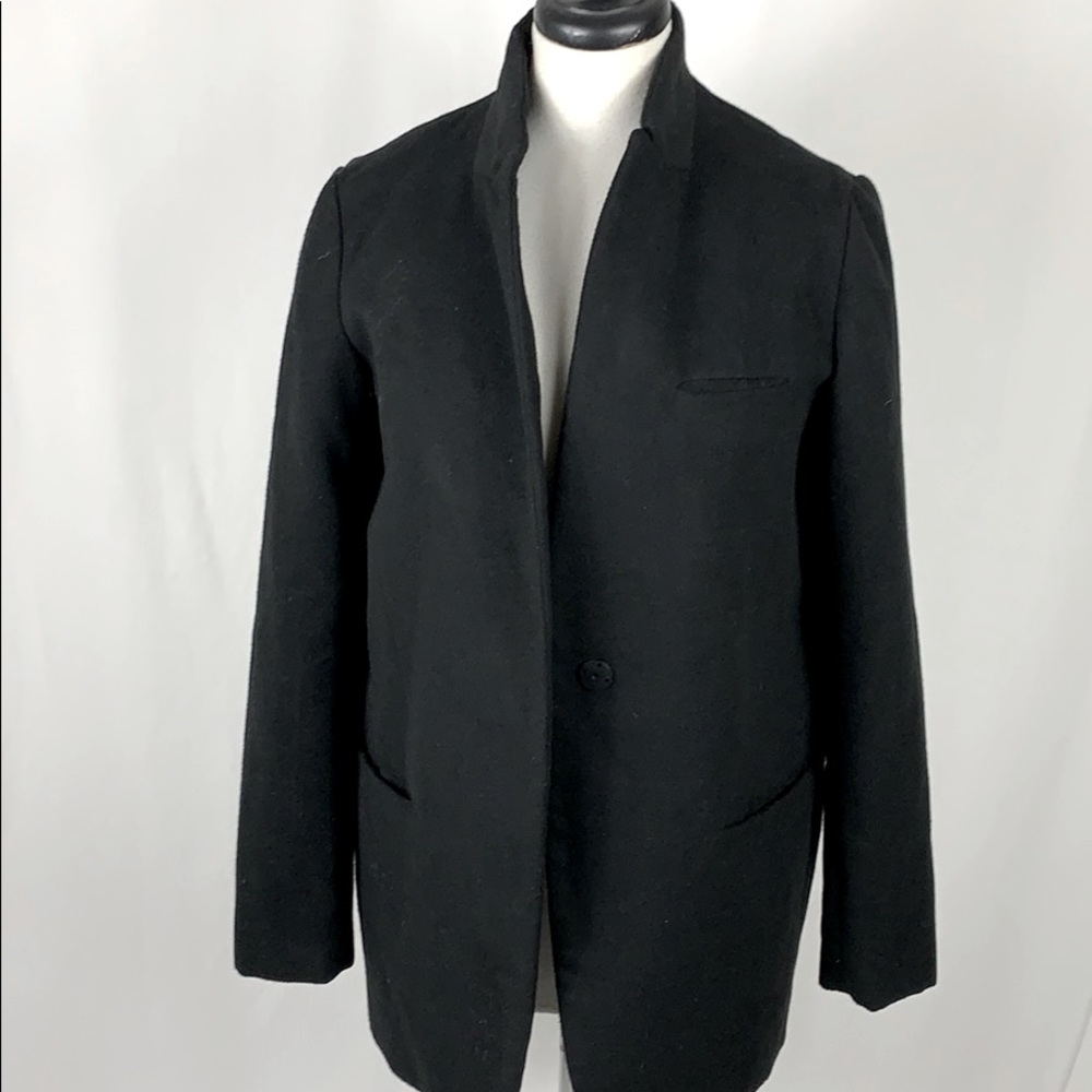 Zara Basic Overcoat Jacket Black Xs - image 1